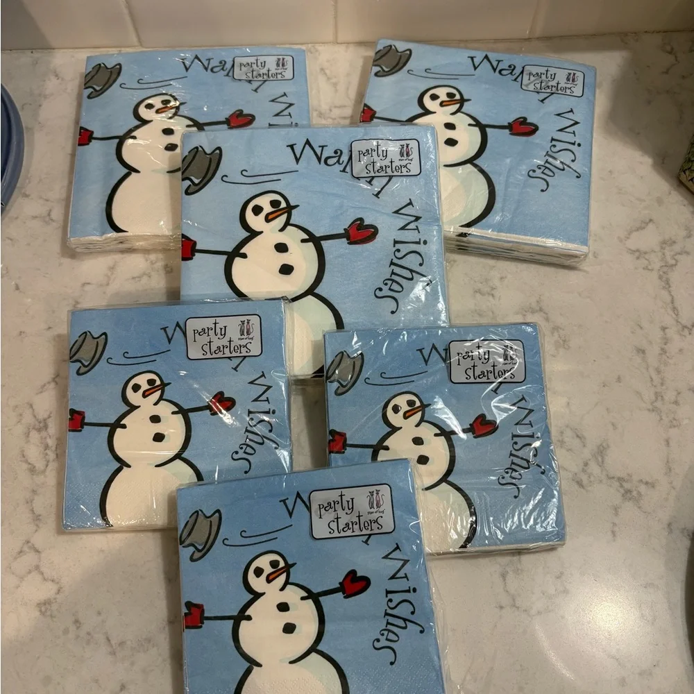 Blue Snowman Napkins - Winter Wishes